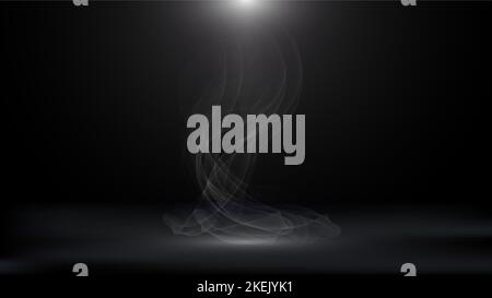 Sfondo parete nero della stanza studio con riflettore e spazio vuoto fumo. Illustrazione vettoriale Illustrazione Vettoriale