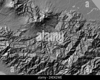 Cartago, provincia del Costa Rica. Mappa altimetrica bilivello con laghi e fiumi Foto Stock