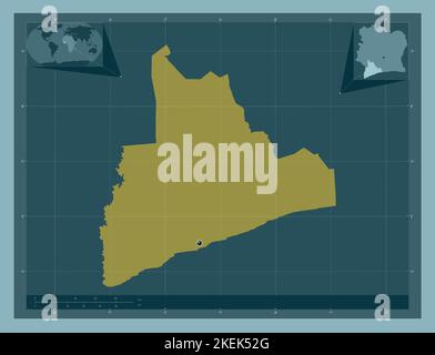 Bas-Sassandra, distretto della Costa d'Avorio. Forma a tinta unita. Mappe delle posizioni ausiliarie degli angoli Foto Stock