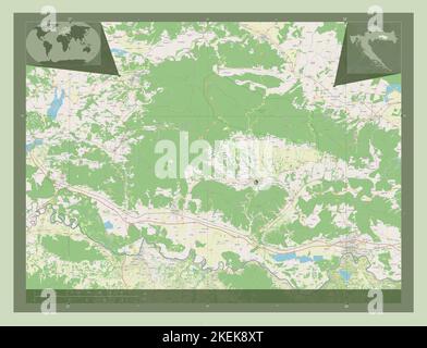 Pozesko-Slavonska, contea di Croazia. Aprire la mappa stradale. Mappe delle posizioni ausiliarie degli angoli Foto Stock