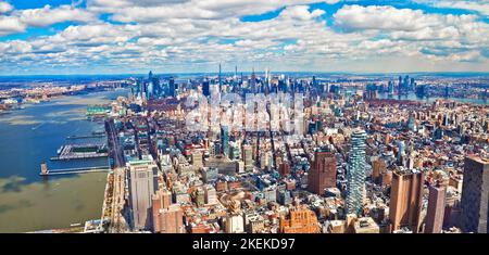 Vista panoramica aerea dello skyline di New York City, Stati Uniti d'America Foto Stock