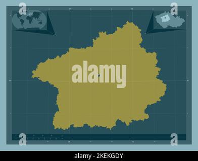 Stredocesky, regione della Repubblica Ceca. Forma a tinta unita. Mappe delle posizioni ausiliarie degli angoli Foto Stock