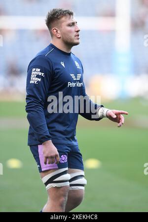Edimburgo, Regno Unito. 13th Nov 2022. Matt Fagerson di Scozia prima della partita Autumn Nation Series al Murrayfield Stadium, Edimburgo. Il credito dell'immagine dovrebbe essere: Neil Hanna/Sportimage Credit: Sportimage/Alamy Live News Foto Stock