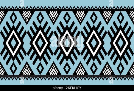Grafica geometrico con motivi etnici senza cuciture. Stile etnico tessuto colorato senza cuciture. Design per sfondo,carta da parati,tessuto,tappeto,ornamenti,decorazione, Illustrazione Vettoriale