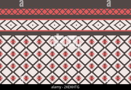Grafica geometrico con motivi etnici senza cuciture. Stile etnico tessuto colorato senza cuciture. Design per sfondo,carta da parati,tessuto,tappeto,ornamenti,decorazione, Illustrazione Vettoriale