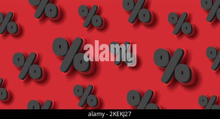 Sfondo aziendale con simboli arrotondati di 3D% nero sulla texture del backgroud di volume rosso Illustrazione Vettoriale