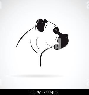 Vettore di un disegno di testa di cane (boxer) su sfondo bianco. PET. Animale. Illustrazione vettoriale a strati facilmente modificabile. Illustrazione Vettoriale