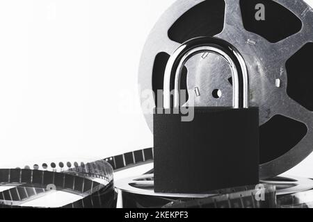 Noleggio film vietato. Blocco degli annunci. Film vietato. Elenco delle sanzioni nella produzione cinematografica. Foto Stock