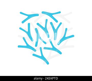 Batteri Bifidobacterium, batteri anaerobici gram-positivi a forma di asta che fanno parte della flora normale dell'intestino umano logo design. Probiotico. Illustrazione Vettoriale