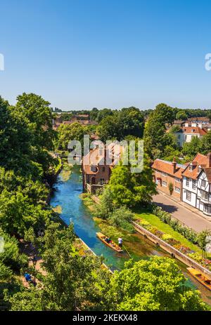 Westgate Gardens a Canterbury, vista dalla cima delle Westgate Towers Foto Stock