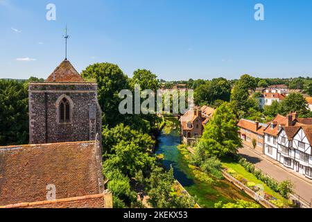 Westgate Gardens a Canterbury, vista dalla cima delle Westgate Towers Foto Stock