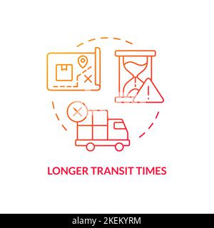 Icona del concetto di gradiente rosso per tempi di transito lunghi Illustrazione Vettoriale