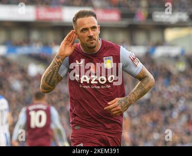 Wolverhampton, Regno Unito. 13th Nov 2022. 13 Nov 2022 - Brighton and Hove Albion v Aston Villa - Premier League - American Express Community Stadium ` Aston Villa's Danny Ings celebra il suo secondo e vincente goal contro Brighton Picture Credit: Mark Pain/Alamy Live News Foto Stock