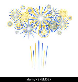 Fuochi d'artificio isolato su sfondo bianco. Sfondo festivo vettoriale Illustrazione Vettoriale