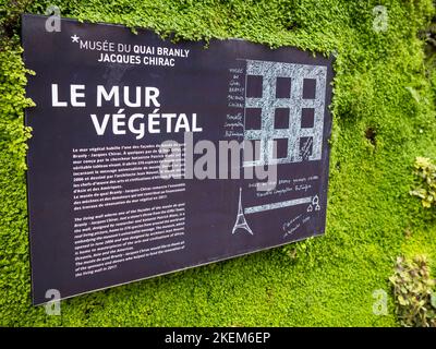 Green Living Wall, Musée du quai Branly - Jacques Chirac, Parigi, Francia, Europa. Foto Stock