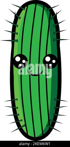 Un carino cactus cartone isolato su sfondo bianco Illustrazione Vettoriale