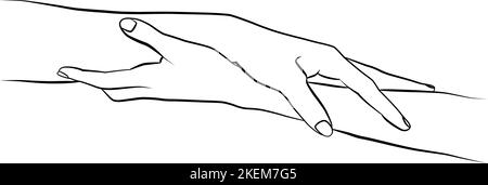 Un paio di mani in un disegno lineare. Disegno lineare continuo delle mani. Illustrazione Vettoriale