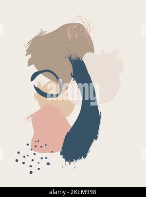 Illustrazioni vettoriali di forme, macchie e trame per gli sfondi. Stile boho. Illustrazione Vettoriale