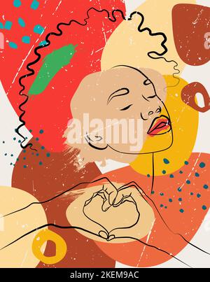 Bella collezione astratta di donne afro-americane. Illustrazione Vettoriale