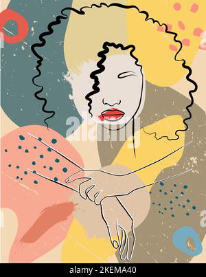 Bella collezione astratta di donne afro-americane. Illustrazione Vettoriale