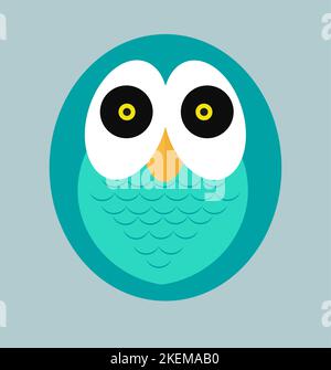 Gufo vettoriale colorato Illustrazione su sfondo grigio chiaro. Illustrazione Vettoriale