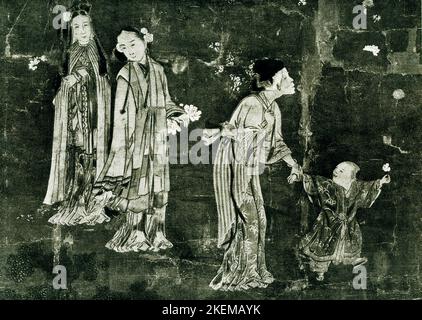 L’immagine del 1910 mostra: “Un gruppo di un dipinto cinese del periodo Yuan [1271-1368] – dopo l’originale nella collezione di Frau Dega Julia Wegener a Berlino”. Foto Stock