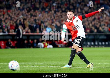 ROTTERDAM - Orkun Kokcu di Feyenoord segna durante la partita olandese di Eredivie tra Feyenoord ed Excelsior al Feyenoord Stadium de Kuip il 13 novembre 2022 a Rotterdam, Paesi Bassi. ANP PIETER STAM DE YOUNG Foto Stock