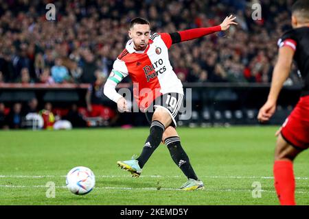 ROTTERDAM - Orkun Kokcu di Feyenoord segna durante la partita olandese di Eredivie tra Feyenoord ed Excelsior al Feyenoord Stadium de Kuip il 13 novembre 2022 a Rotterdam, Paesi Bassi. ANP PIETER STAM DE YOUNG Foto Stock