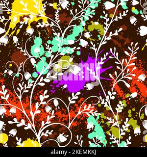 Sfondo vintage con fiori e fiori. Illustrazione vettoriale. Illustrazione vettoriale Illustrazione Vettoriale