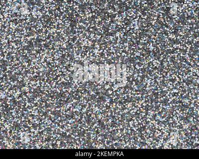 Struttura olografica con glitter grigio chiaro brillante. Sfondo o motivo di scintillante brillantezza glitter per la decorazione e il design di insolito Natale, nuovo Foto Stock