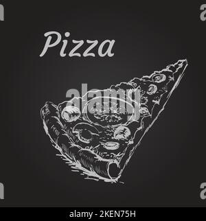 Pizza Slice isolato disegnata a mano Vector Illustration Illustrazione Vettoriale