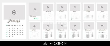 Calendario vettoriale per 2023 anno Illustrazione Vettoriale