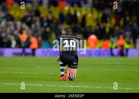 Leeds, Regno Unito. 03rd Nov 2022. James Fisher-Harris?(Penrith Panthers) della Nuova Zelanda (10) sembra sconsolato dopo la sconfitta nella partita di Rugby League World 2021 tra Australia e Nuova Zelanda a Elland Road, Leeds, Inghilterra il 11 novembre 2022. Foto di David Horn. Credit: Prime Media Images/Alamy Live News Foto Stock