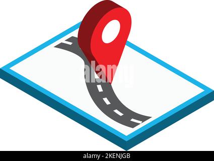 Illustrazione delle mappe e dei pin di posizione in stile isometrico 3D isolato sullo sfondo Illustrazione Vettoriale