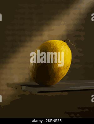 melone isolato su sfondo bianco. Brillante illustrazione vettoriale di metà colorata e intero di melone succoso. Cartone animato fresco Illustrazione Vettoriale