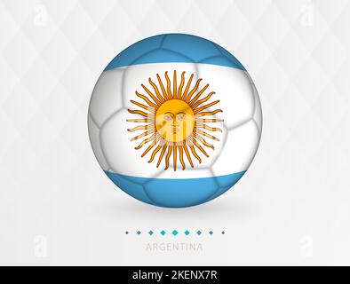 Pallone da calcio con bandiera Argentina, pallone da calcio con bandiera della nazionale argentina. Icona sport vettoriale. Illustrazione Vettoriale