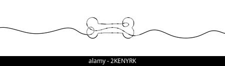 Disegno a linea continua dell'osso umano. Line art dell'osso del cane. Uno sfondo di disegno a una linea. Illustrazione vettoriale. Illustrazione Vettoriale