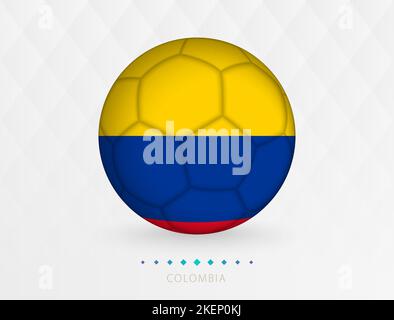 Pallone da calcio con bandiera Colombia, pallone da calcio con bandiera della nazionale colombiana. Icona sport vettoriale. Illustrazione Vettoriale