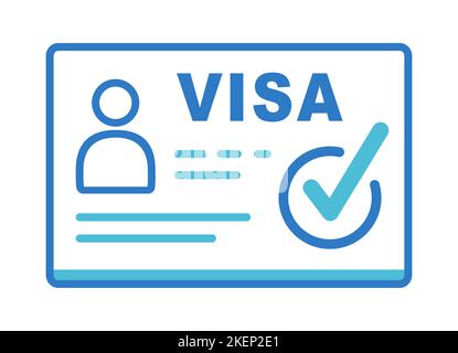 Visto, documento, arrivo. Contorno dell'icona del passaporto straniero. Casa doganale. Illustrazione Vettoriale
