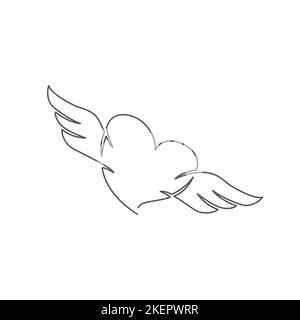 Amore una linea di disegno su sfondo bianco Illustrazione Vettoriale