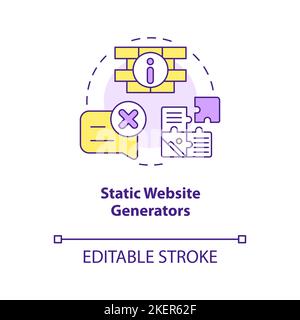 Icona statica del concetto di generatori di siti web Illustrazione Vettoriale