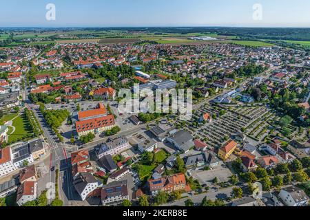 Veduta aerea della città sveva di Mindelheim Foto Stock