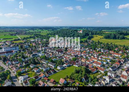 Veduta aerea della città sveva di Mindelheim Foto Stock