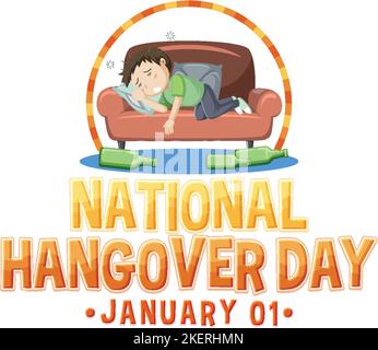 Happy National Hangover Day illustrazione Illustrazione Vettoriale