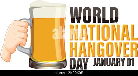 Happy National Hangover Day illustrazione Illustrazione Vettoriale