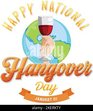 Happy National Hangover Day illustrazione Illustrazione Vettoriale