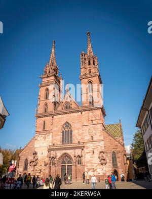 Cattedrale gotica di Basilea Minster, Basilea, Svizzera Foto Stock