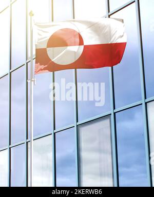 Bandiera della Groenlandia su un flagpole Foto Stock