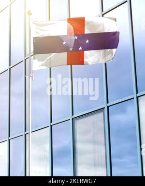 Bandiera delle Antille Olandesi su un flagpole Foto Stock