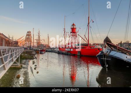 Den Helder, Paesi Bassi. Novembre 2022. Nave leggera Texel nel porto di Den Helder. Foto di alta qualità Foto Stock